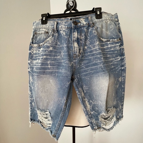 Decibel men's denim jean shorts in a size 38 distressing festival summer camping - Picture 1 of 16